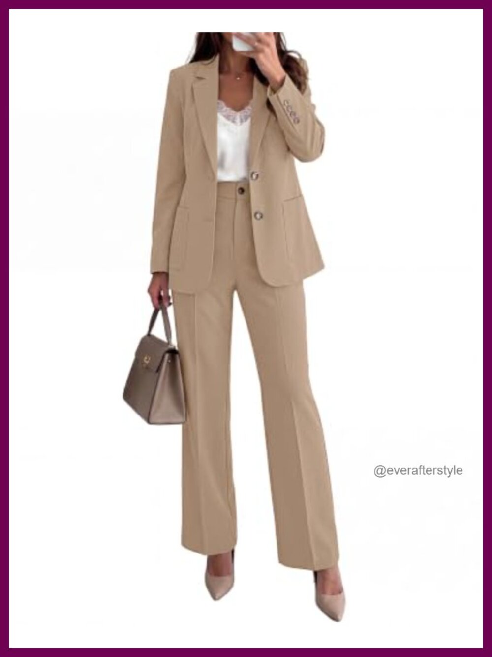 Women's 2 Piece Blazer and Wide Leg Pants Suit Set Business Casual